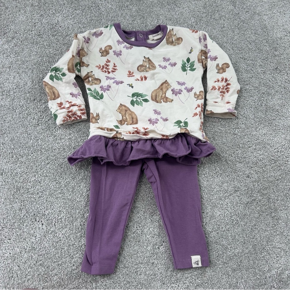 Burt's Bees Baby Purple and Cream Matching Set 3-6 months